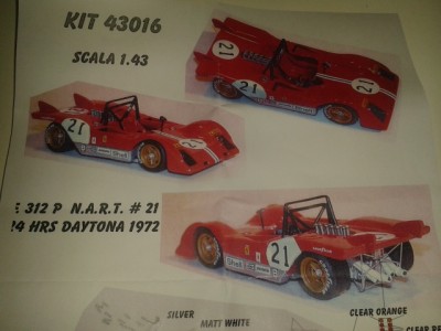 Kit Ferrari 312 P 24 Hrs Daytona 1972 # 21 NART Racing Team - Resin Kit 1:43 